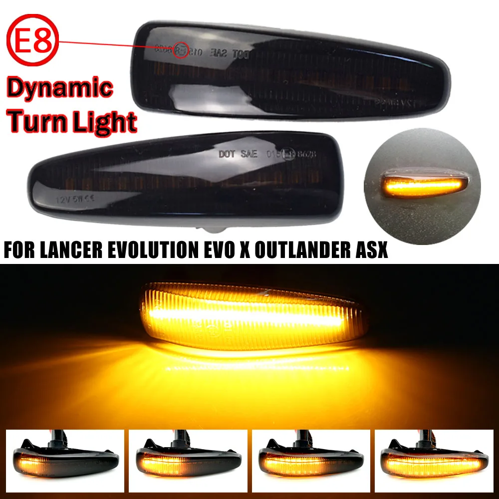 LED Dynamic Turn Signal Side Marker Sequential Light For Mitsubishi Lancer Evolution Evo X Outlander Sport RVR ASX Mirage 2014+ |