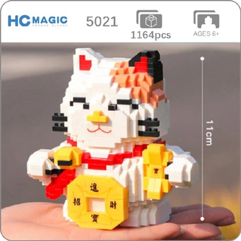 5021 HC большая удача Кот деньги Abacus НДС животное 3D модель DIY Алмаз Мини Строительные маленькие блоки кирпичи игрушка для детей без коробки - Цвет: 5021
