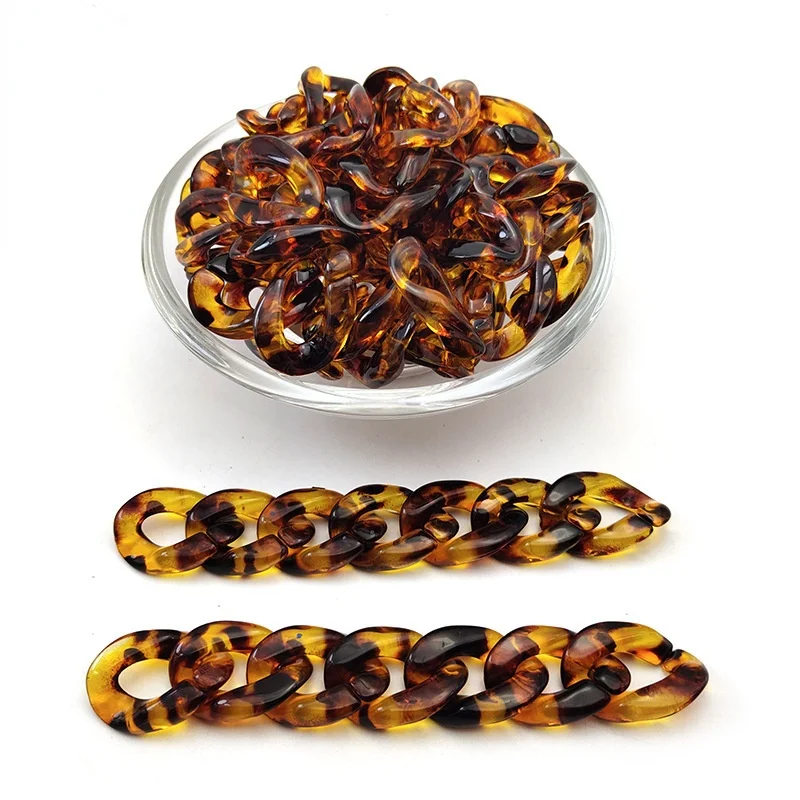 

Spray Painted Leopard Plastic Chain 17x23MM Acrylic Group Chain Buckle Bag Chain DIY Jewelry Accessories Wholesale Resin Mold