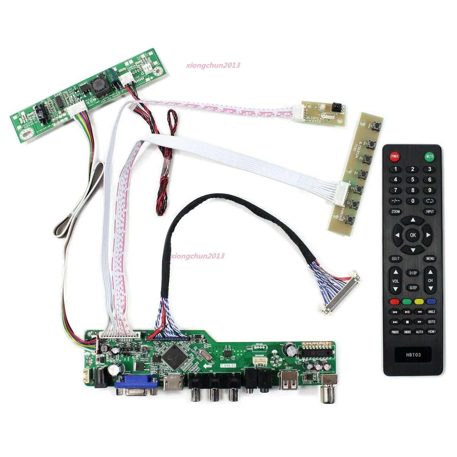 

TV56 LCD LED VGA display AV USB HDMI-compatible Controller board kit DIY For 30pin HR236WU1 1920×1080 Panel screen TV