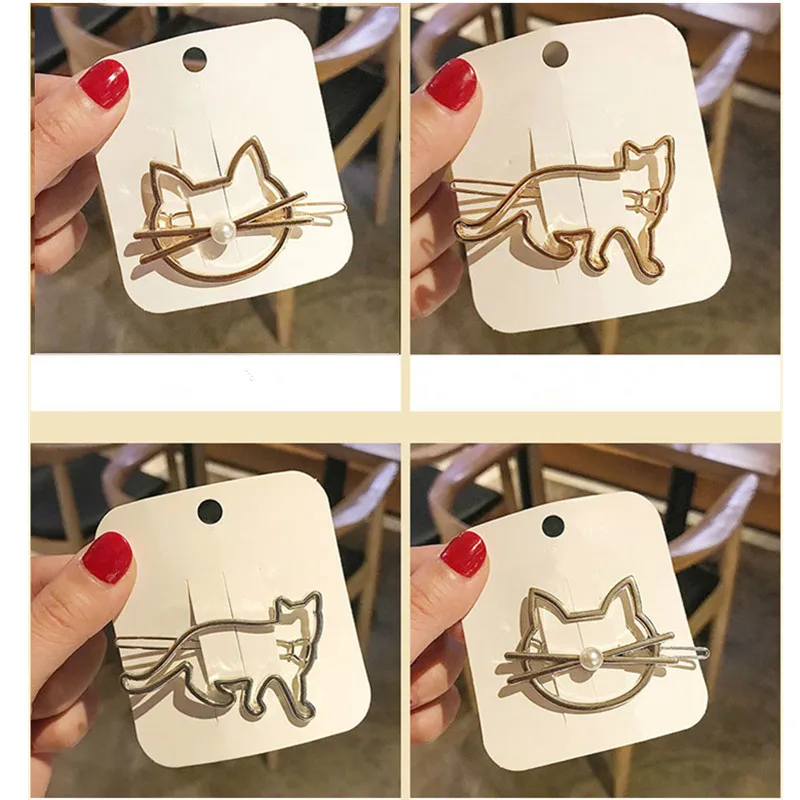 Женские заколки для волос в форме кошки 1 шт. трендовые из цинкового сплава