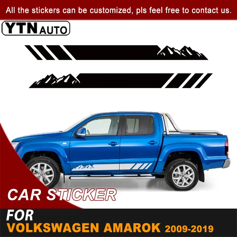 Side Door Car Stickers For VW Amarok 2009 2010 2011 2012 2013 2014 2015 2016 2017 2018 2019 Mountain Stripe Graphic Vinyl Decals