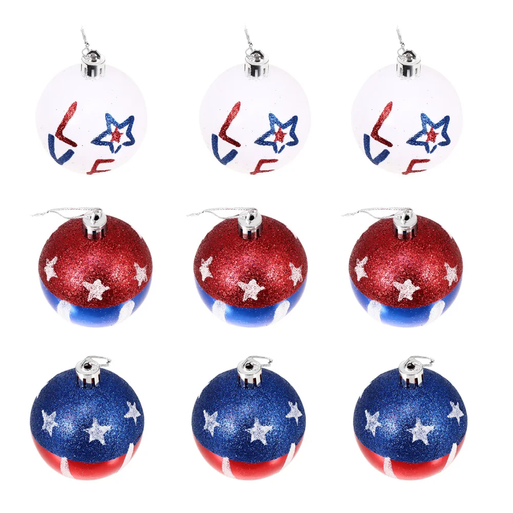 

9Pcs Independence Day Pendants Festival Pendants Decorative Painted Balls