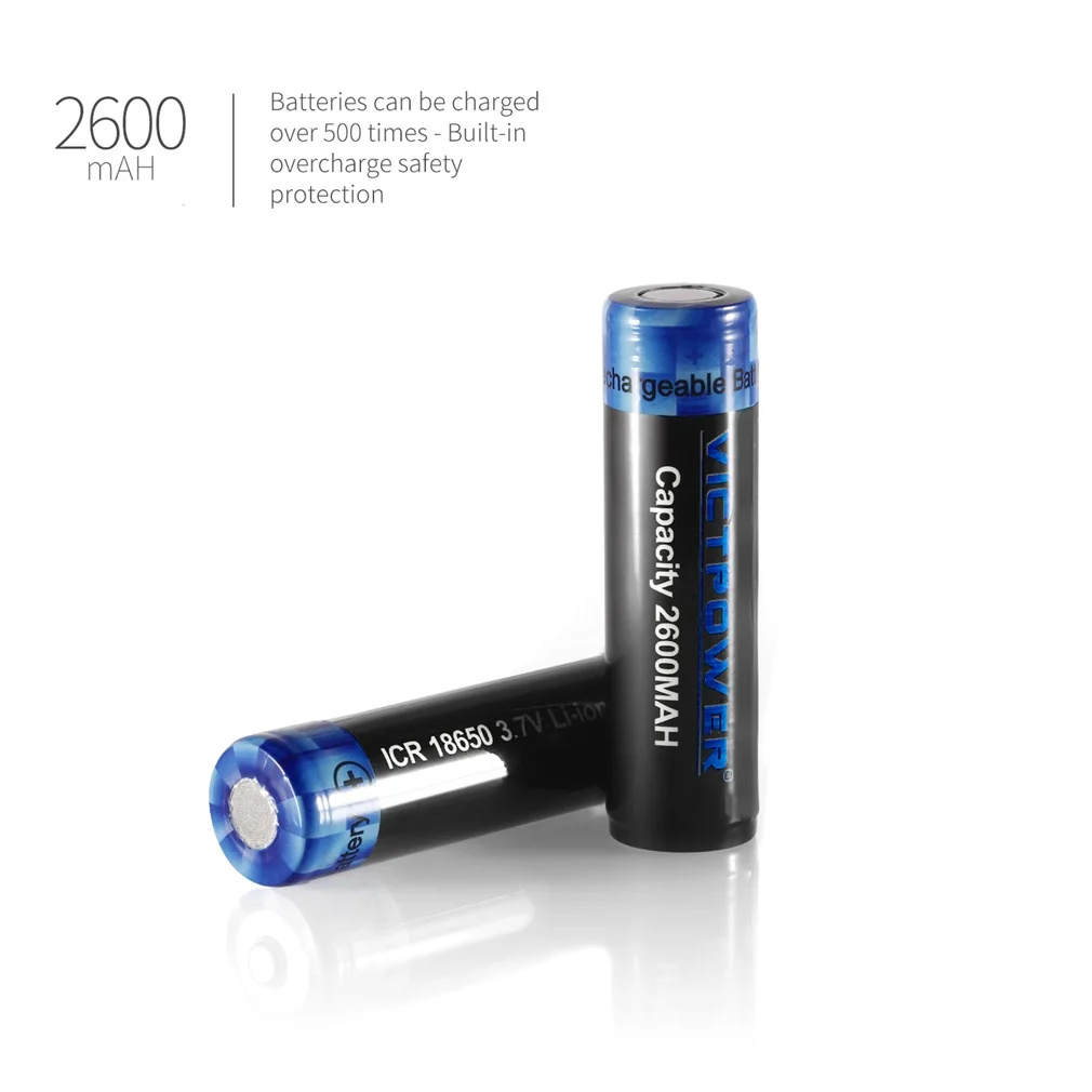 2 шт высокой емкости 3,7 V 18650 2600mah перезаряжаемые литий-ионные батареи для светодиодный фонарик налобный фонарь