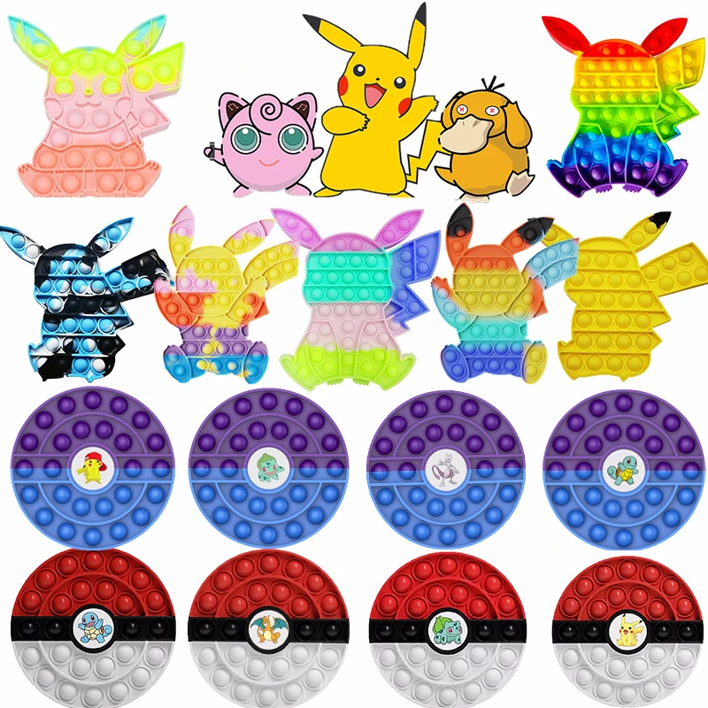 

Pop it Fidget Toys Pokemon Reliver Stress Charizard Pikachu Bulbasaur Squirtle Anxiety Stress Relief Push Popit Figet Toys