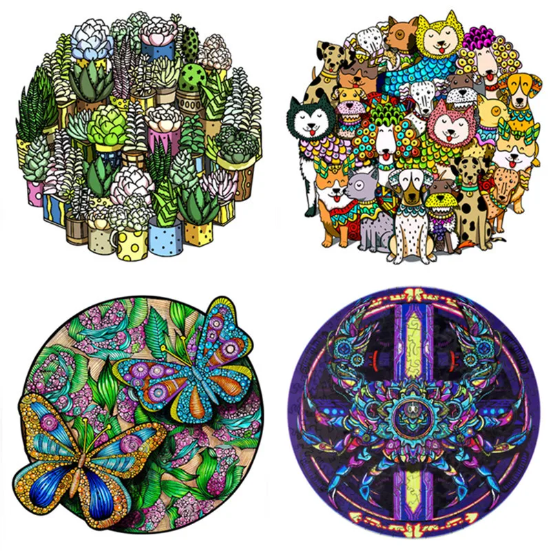 Уникальный деревянный пазл-бабочка собака растения Краб Деревянные Животные