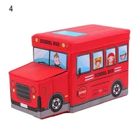 lovely vehicle design multi usage police car school bus vehicle toy storage box kids stool household home storage organization