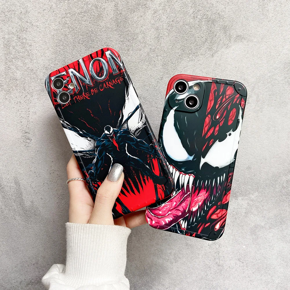 

Marvel Venom Mobile Phone Case for iPhone 7 8 Plus 11 12 13 Pro X XS XR MAX Phone Cover Protector Shell Couple Gift