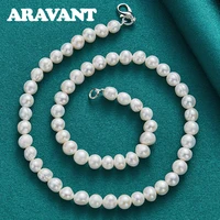 925 silver freshwater pearl necklaces chain for women wedding fashion jewelry