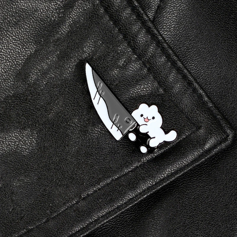 

Creative Cartoon Exquisite Personality Fashion Cat Knife Funny Dagger Cat Brooch Clothing Cowboy All-match Badge For Men Women