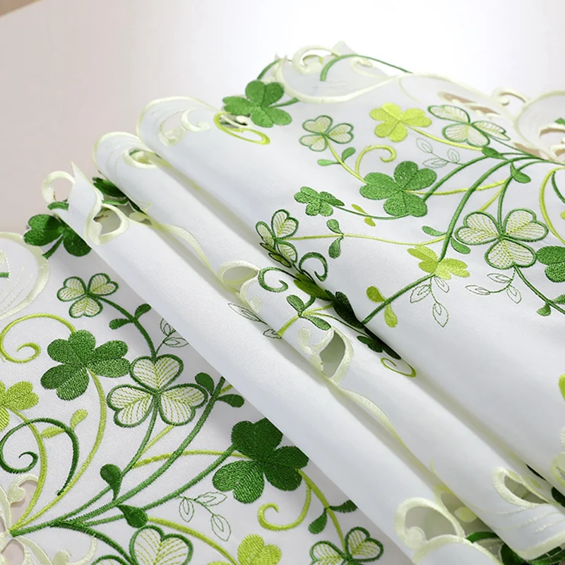 

Table Runner, Farmhouse Hollow Floral Embroidered Rectangle Table Flags for Dining Coffee Home Tabletop Decoration