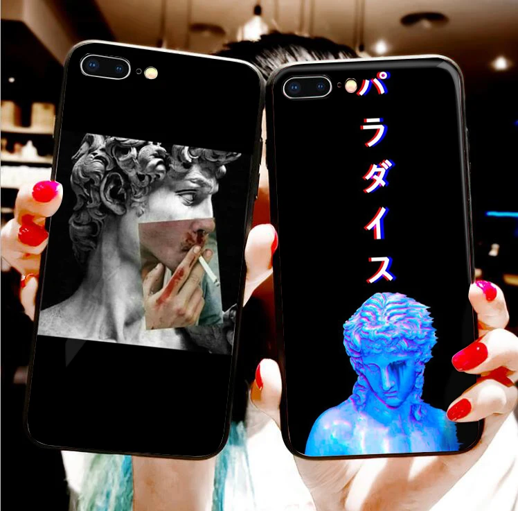 Чехол для Телефона iPhone 6 6s 7 8 Plus X XR XS Max мультяшная статуя абстрактный Рисунок
