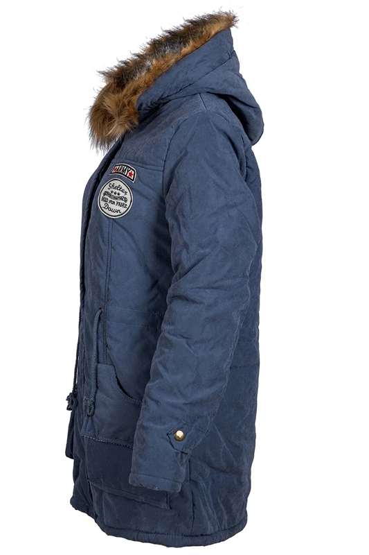 Женское пальто с капюшоном и мехом зимнее толстое стеганое длинное верхняя