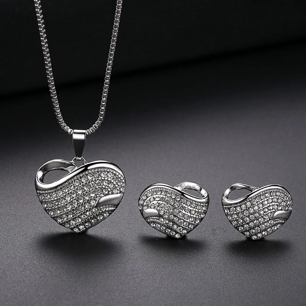 CASHOU39 набор женских ювелирных изделий с милыми кристаллами в форме сердца серьги