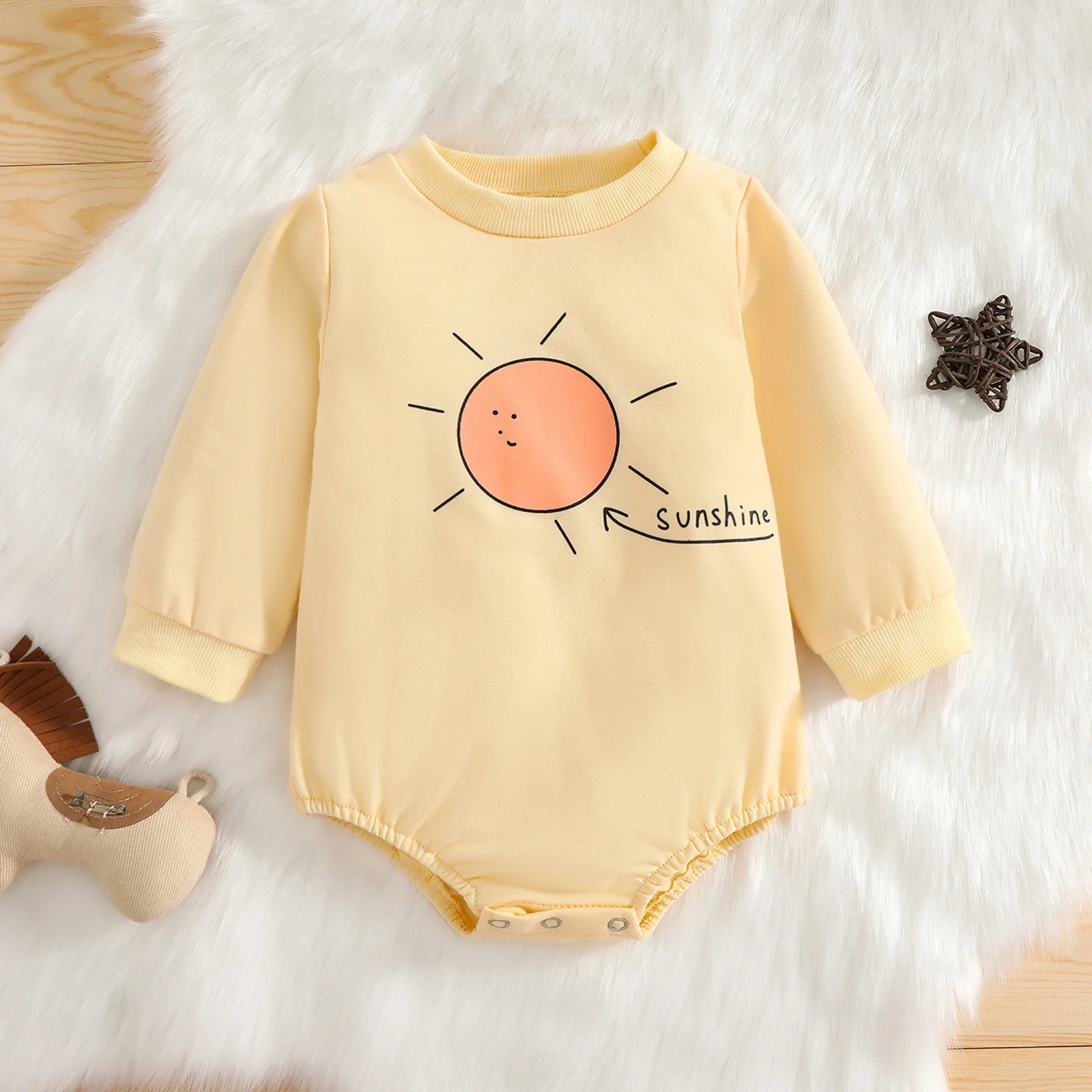 

Baby Boys Girls Bodysuit Long Sleeve Cotton Baby Cartoon Sun Letter Printed Newborn body bebe Jumpsuit Clothes