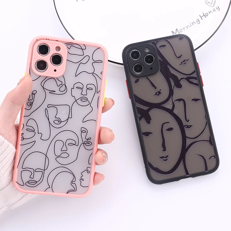 abstract geometric line phone case for iphone 11 12 pro max x xr xs max 7 8 plus bumper matte back cover coque free global shipping