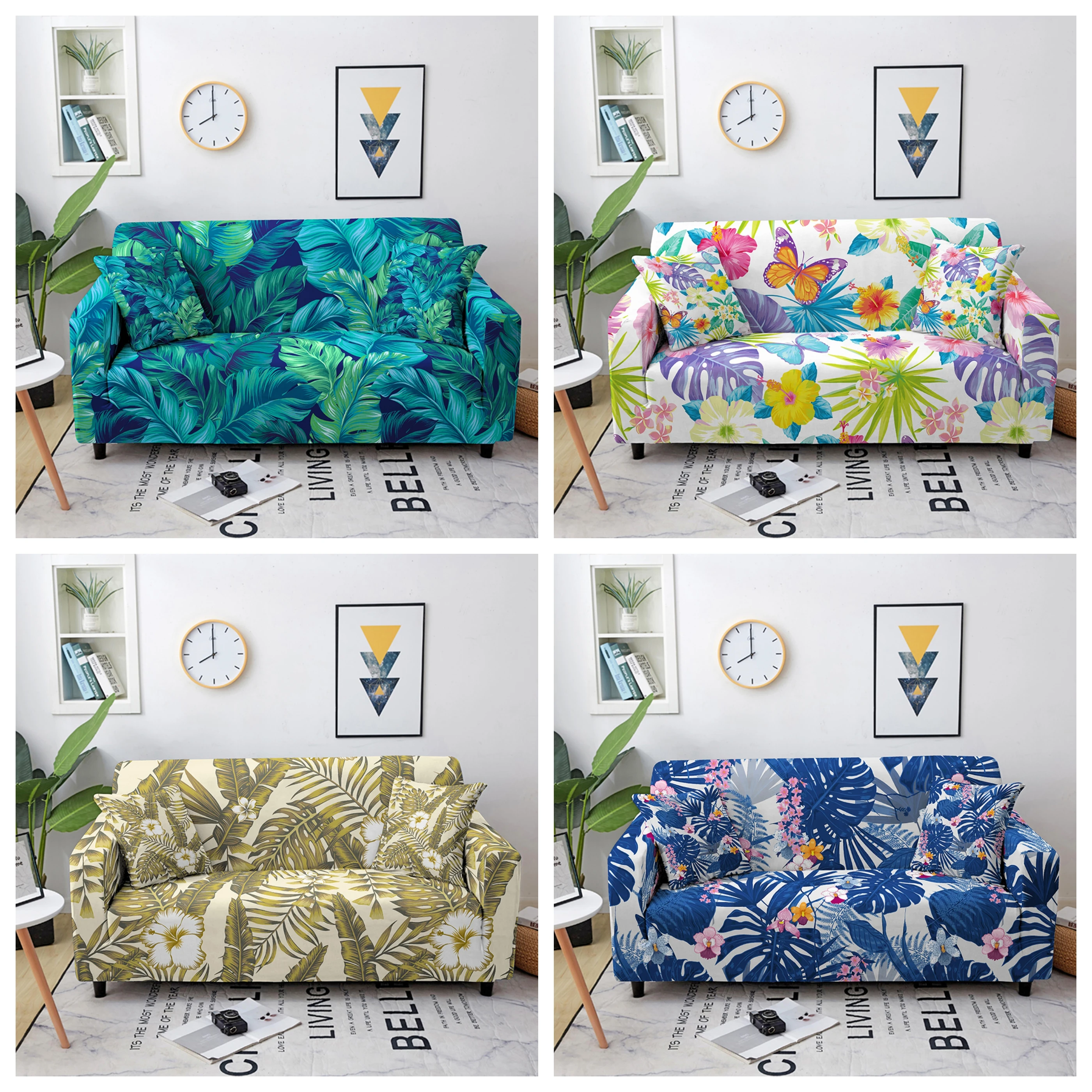 

Tropical Leaves Stretch Sofa Covers for Living Room Elastic Sofa Cover Sectional Couch Cover Slipcovers Sofa Protector 1-4 Seat