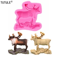 reindeer silicone mold fondant chocolate candy polymer christmas deer cupcake topper sugar cake decorationssilicone deer mold