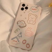 New cute bear bread phone case for iphone max mini plus silicone cover pro max cartoon family capa shell