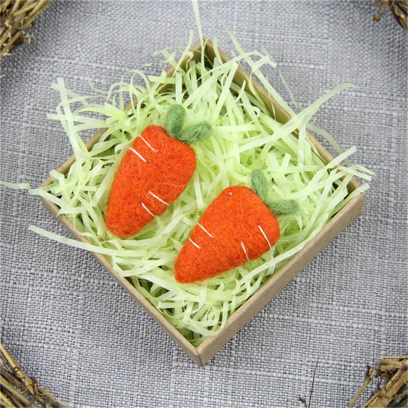 2pc Carrot Wool Felt Cute Wool Felts For Girls Headband Jewelry Accessory Home Party Decor Crafts DIY Keychain Handmade Supplies