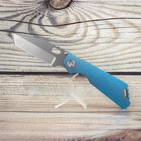 evil eyes custom folding knife strider msc sng 13 sky blue crystalline titanium handle tanto m390 blade perfect pocket edc tool