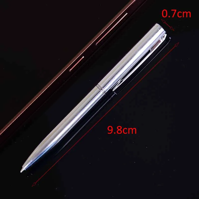 

1pcs/lot Exquisite Brief Mini Metal Ballpoint Pen Rotating Pocket-size Pen Portable Ball Point Pen Small Oil Pen 9.8*0.7cm