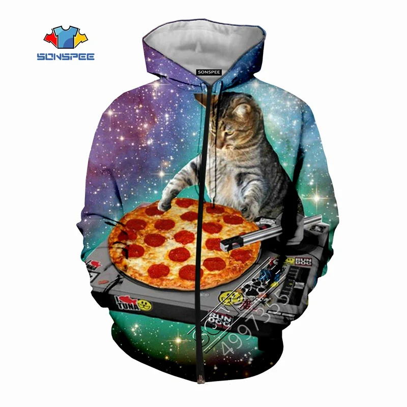 Забавные топы в стиле хип хоп с изображением кота DJ музыкального дизайна SONSPEE