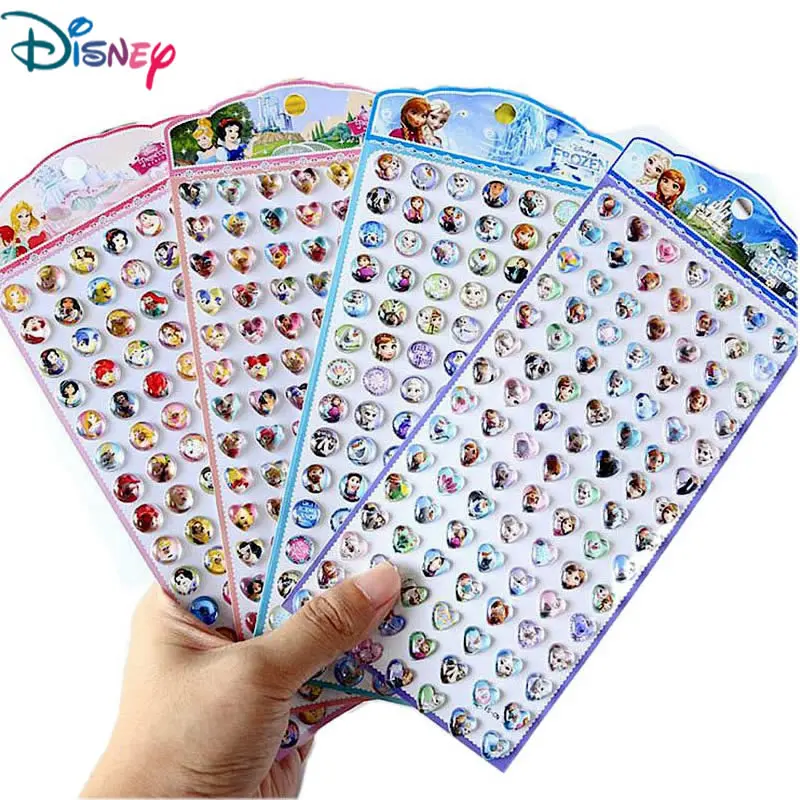 

98Pcs/Sheet 3D Disney Stickers Frozen Princess Girl Sofia Acrylic Crystal Sticker Aesthetic Cute Teacher Reward Cartoon Kid Gift