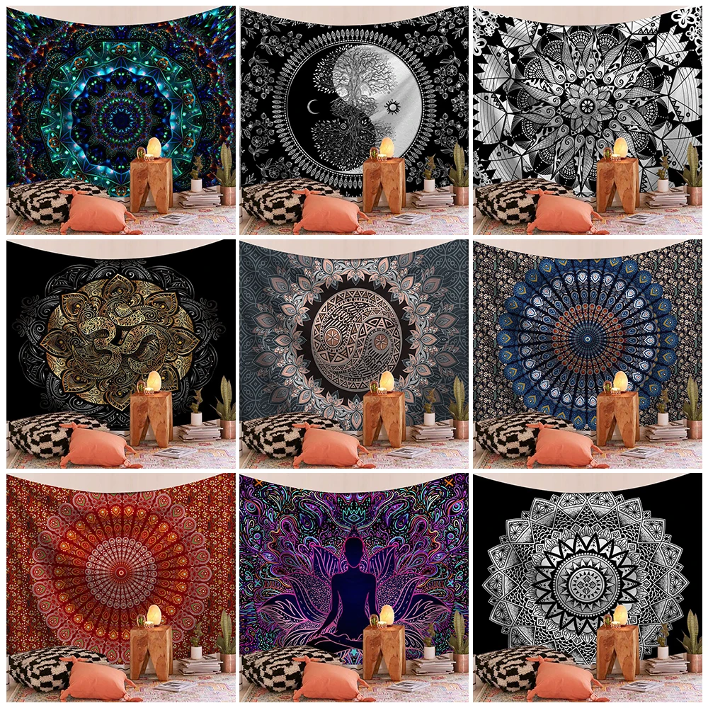 

Indian Mandala Tapetsry Wall Hanging Psychedelic Boho Decor Wall Tapestry Carpet Trippy Mandala Wall Cloth Tapestries Home Decor