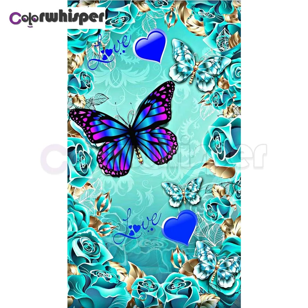 Алмазная живопись Z798 полноразмерная/круглая картина с голубым сердцем любовной