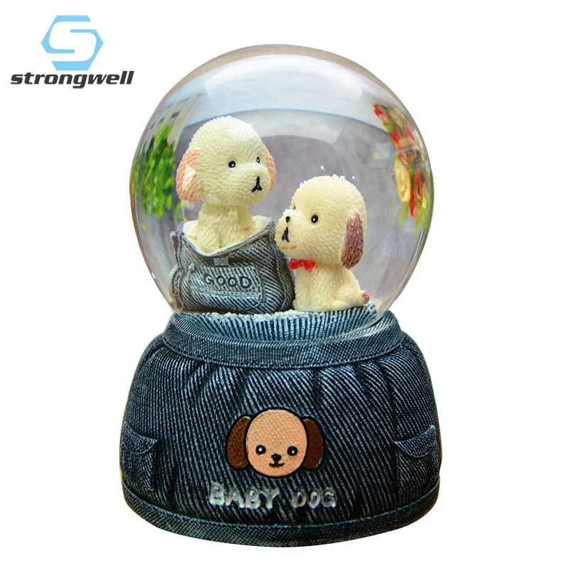 Strongwell милая детская собака Снежный шар хрустальный Рождественская музыкальная