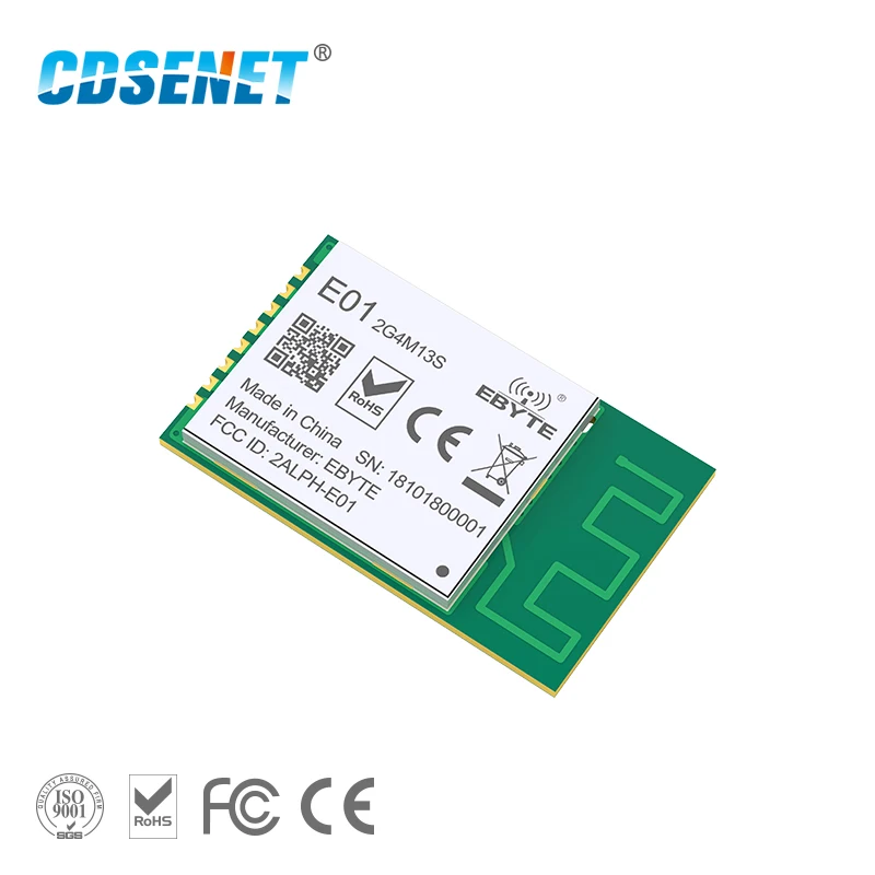 

CDSENET 10 шт. nRF24L01P 2,4 ГГц 20 МВт E01-2G4M13S SPI трансивер 13 дБм SMD PCB антенна nRF24L01 PA LNA передатчик приемник