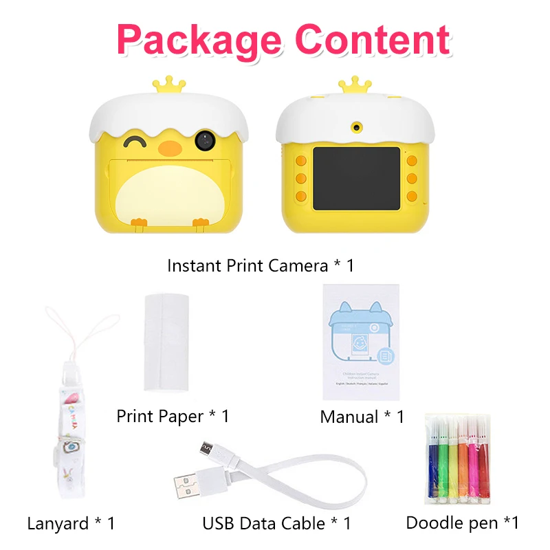 

Children Instant Print Camera Photo Camera 1080P HD Digital Camera Toys For Kids Dual Lens With Thermal Photo Paper For Kid Gift