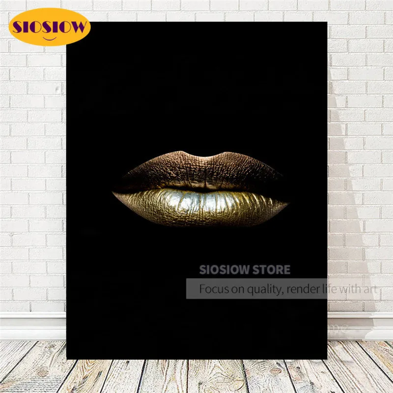 Алмазная живопись 5D сделай сам картина из черного золота с сексуальными губами