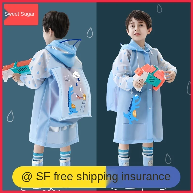 

Children's Raincoat Boys Primary School Kindergarten with Schoolbag Big Children Waterproof School Poncho Baby Dinosaur Raincoat