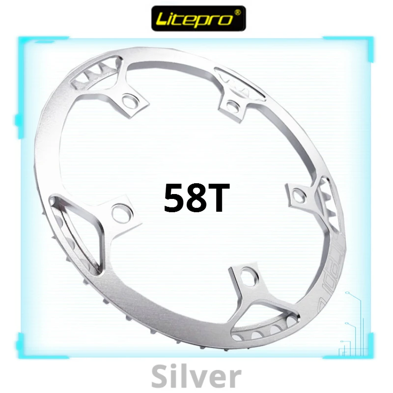 58T Silver Litepro Сверхлегкий 130 BCD 45T 47T 53T 56T 58T A7075 сплав BMX цепное кольцо складной велосипед BMX цепное колесо велосипед шатун зуб дорога - Цвет: 58T Silver