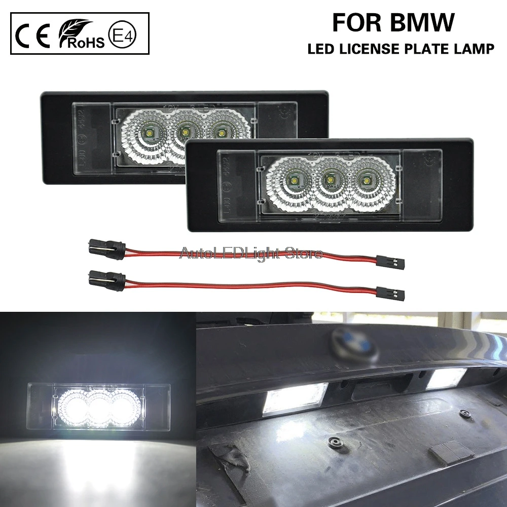 

2 шт. автомобиля светодиодный номерной знак Светильник лампы прозрачное стекло светильник для BMW E81 E87 E63 E64 F20 F12 F13 Z4 E85 E86 E89 K48 F06