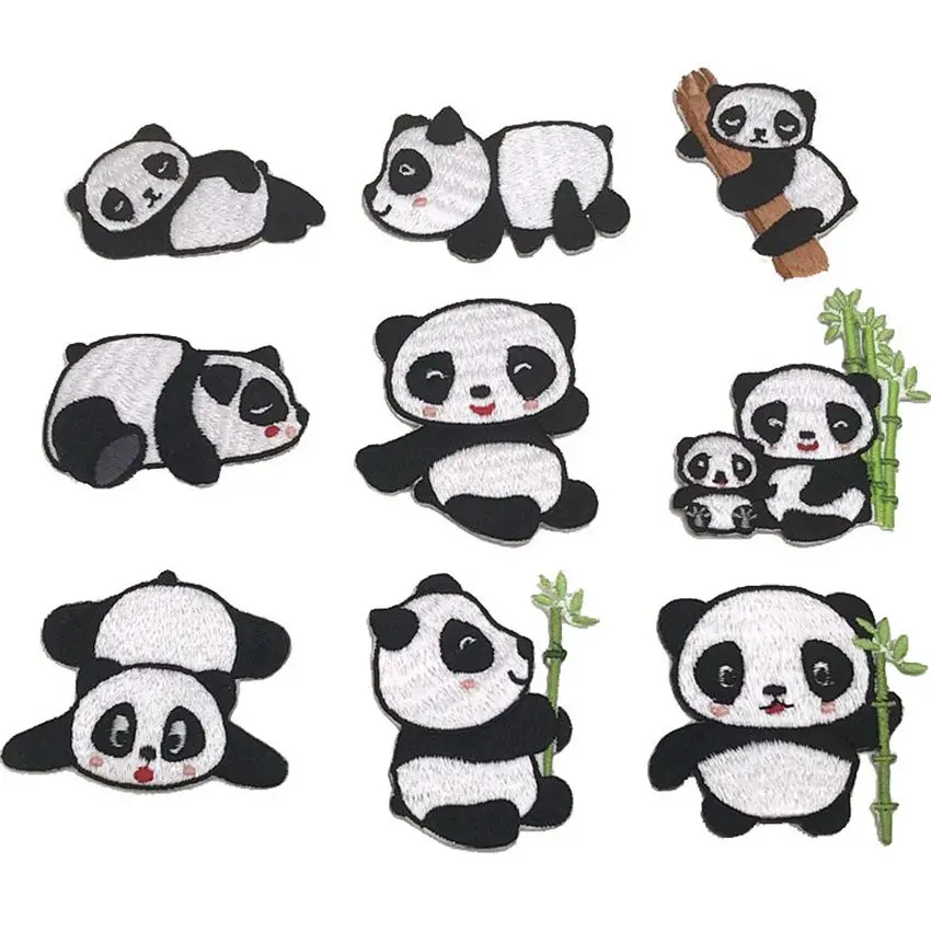 Новые Мультяшные милые бамбуковые полная вышивка панда животные утюгом вышитые