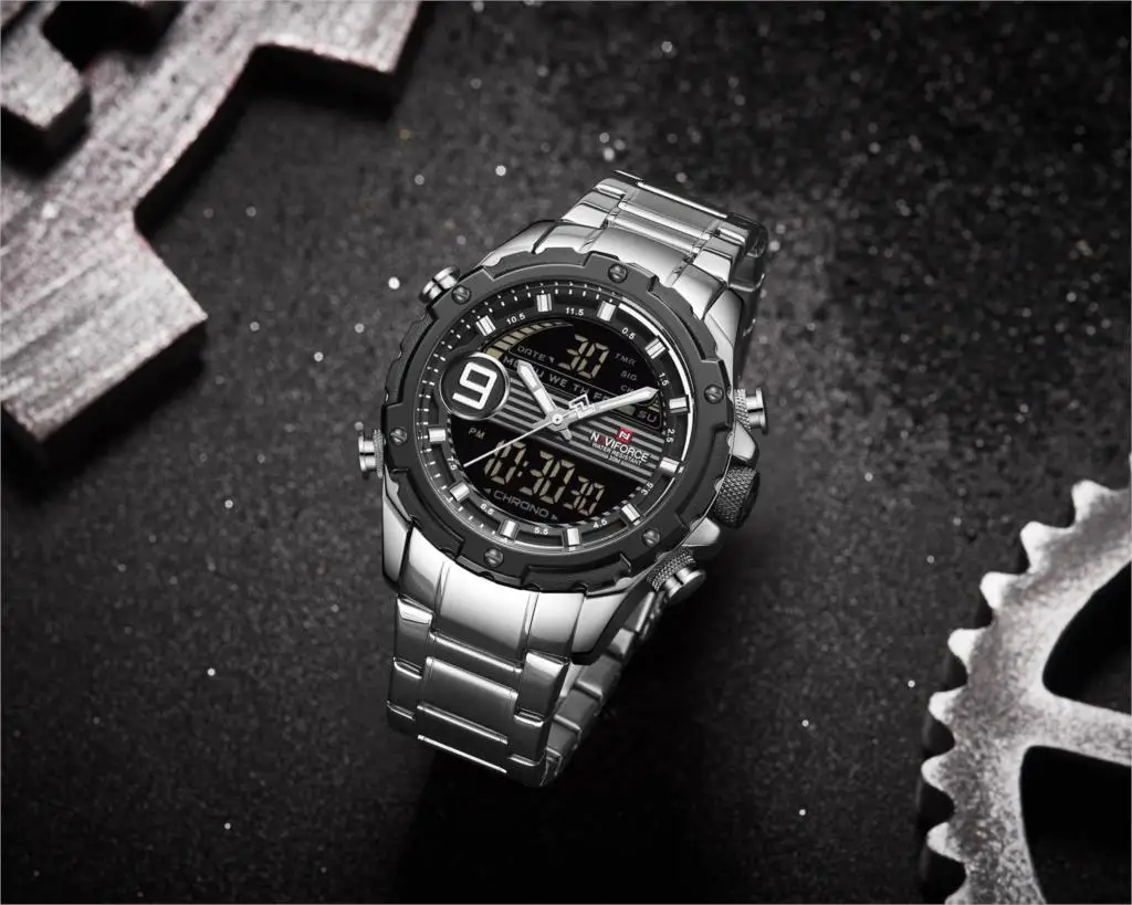 Часы наручные NAVIFORCE мужские с хронографом Брендовые спортивные аналоговые