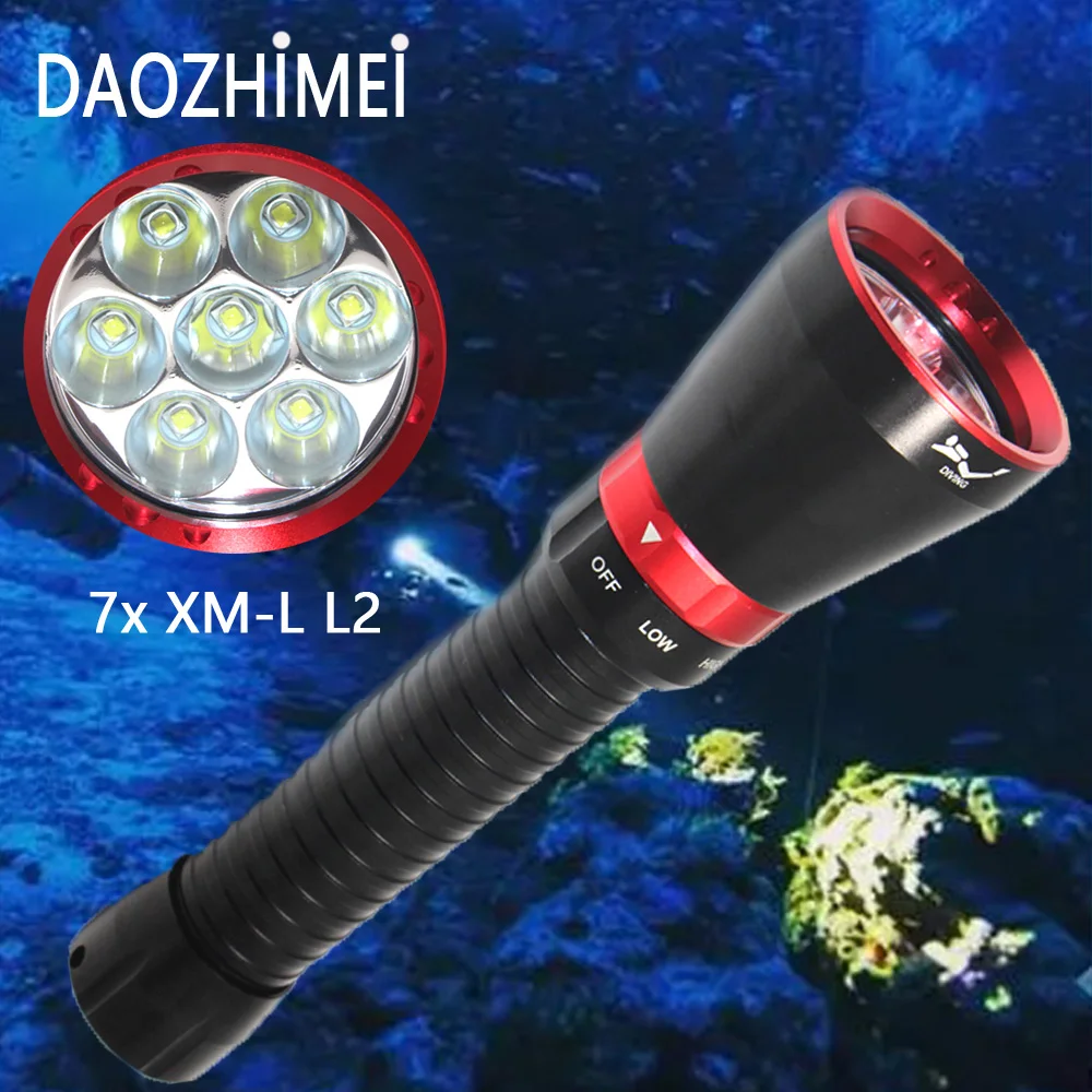 

Professional 7x XM-L L2 100M Depth Scuba Diving Flashlight Yellow /White light Underwater Lamp Waterproof Dive Torch