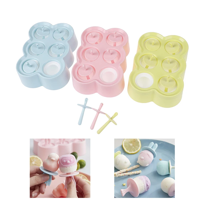 

Ice Cream Silicone Mold Frozen Popsicle Lolly Maker DIY Juice Mould Tray 6 Cell