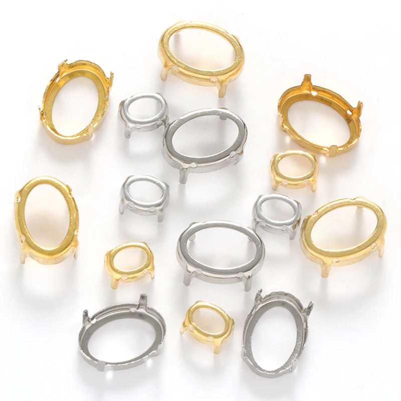 Овальные Стразы для пришивания когтей Толстая Медная основа стразы серебристые