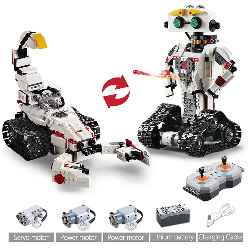

710CPCS 2 IN 1 RC Transformation Robot Building Blocks Creative MOC Model Compatible Series Bricks High Tech Toys For Kids Gift