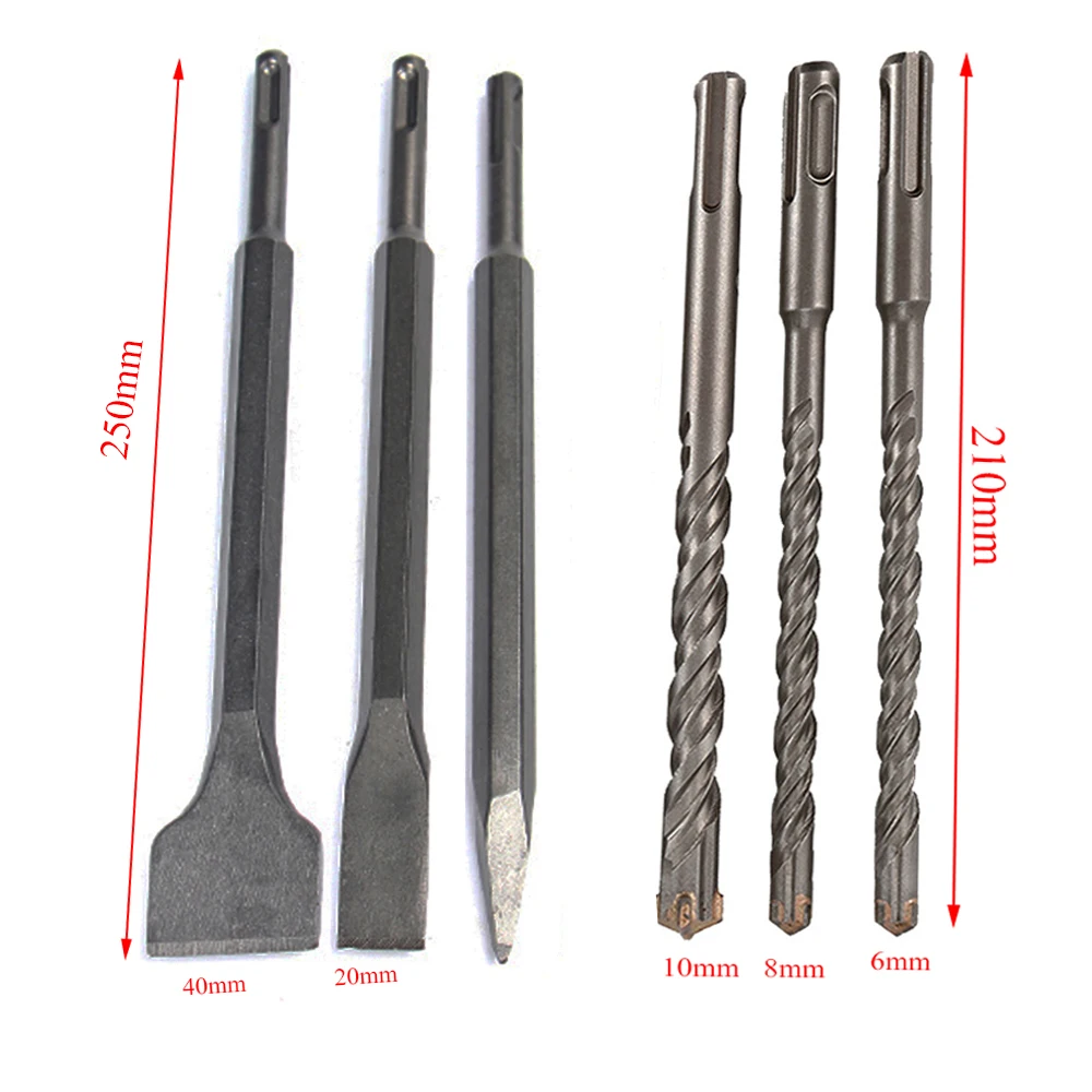 

6 шт., Набор бит для перфоратора