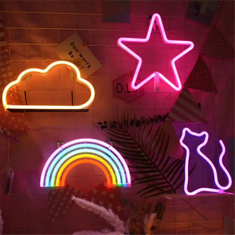 

1pcs Creative Night Light Colorful Wall Hanging Rainbow Neon Light For Home Bedroom Decoration New Modeling Lamp Night Lamp