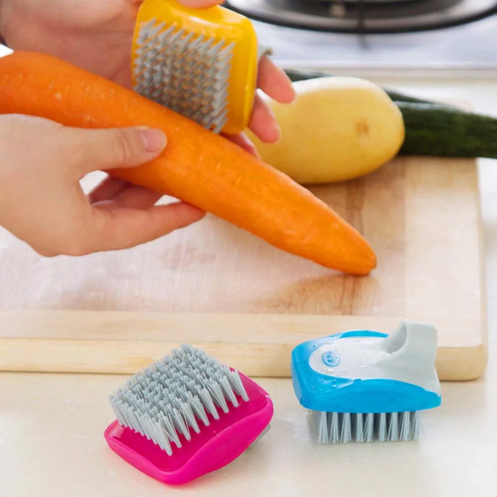 

Kitchen Multifunctional Fruit Vegetable Brush Cleaning Tools Potato Radish Handle Brush Helpful Fingers Protection Home Gadgets