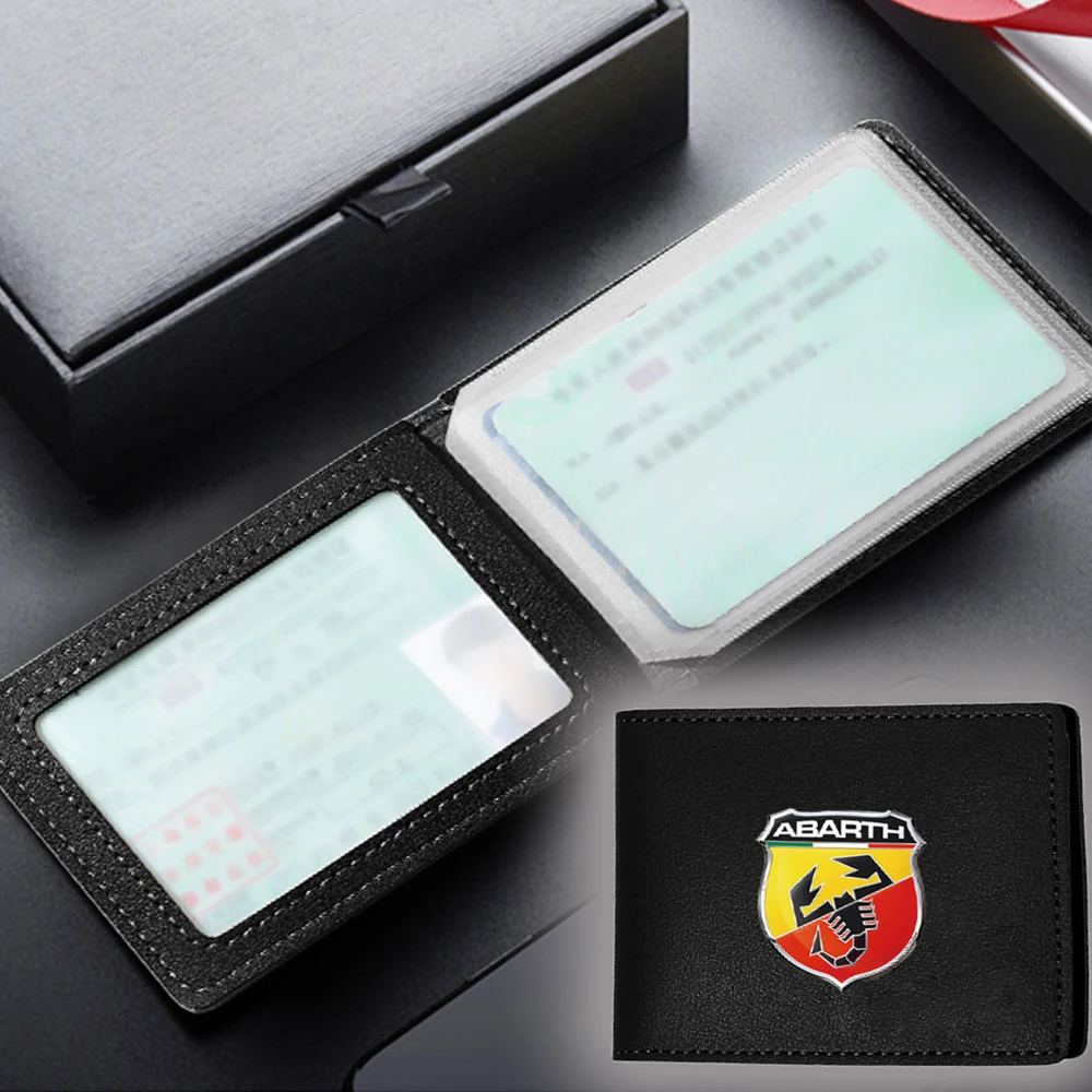 

Leather Credit Card Bag ID Card Bag Wallet Car Driver License Bag Purse For Abarth 500 Stilo Ducato Palio Bravo Doblo Fiat