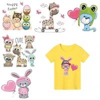cute small animal set iron on patches owl unicorn cat dog kids heat transfer stickers clothing application diy t shirt vinyl