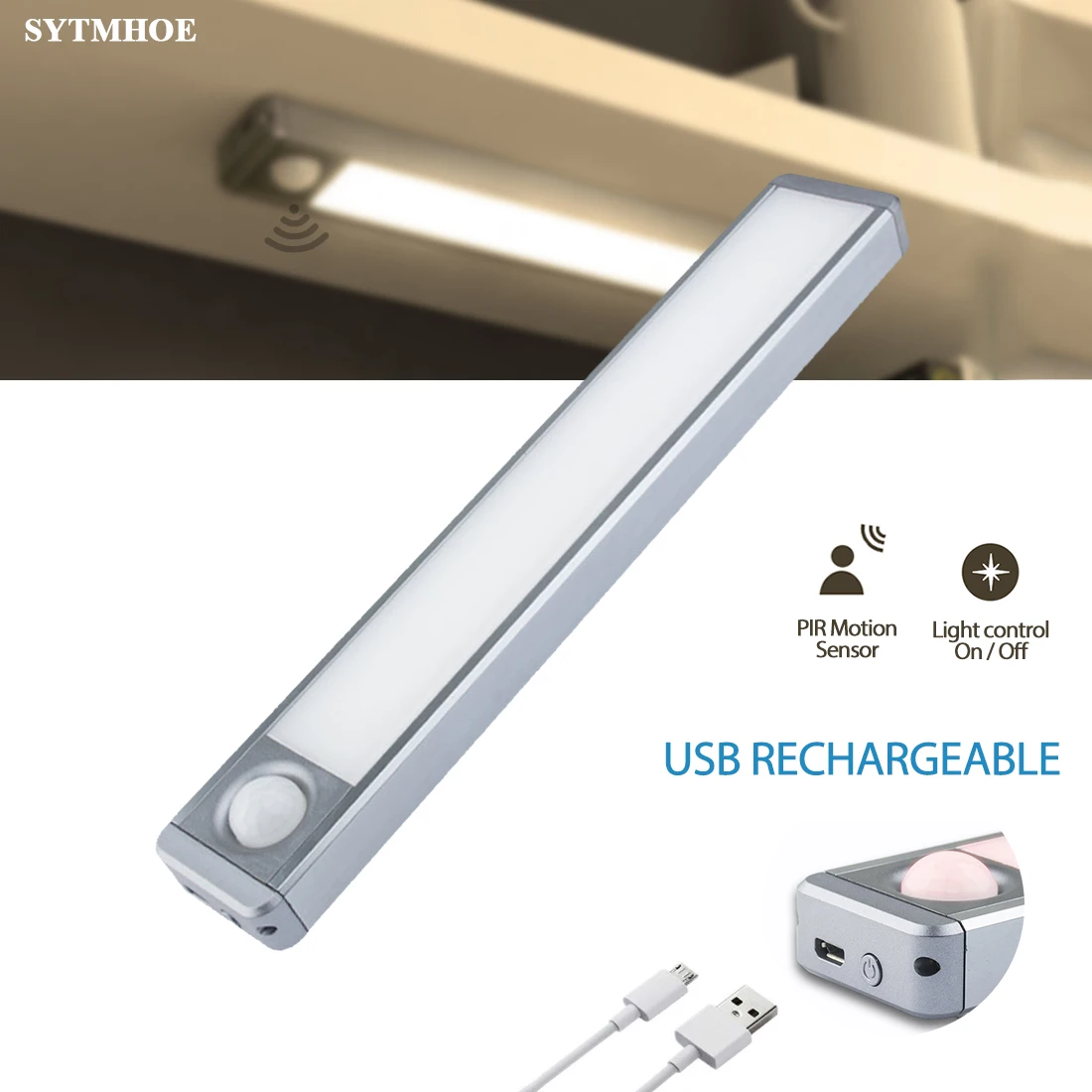 Светодиодный светильник под кроватью 33 светодиода с зарядкой от USB датчиком