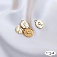 custom 14k bag gold color gold coin pendant queen elizabeth head round brand small pendant diy string accessories